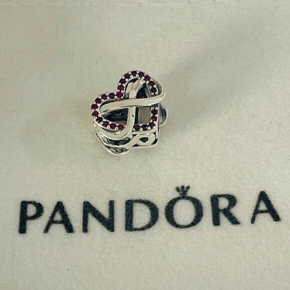Pandora Family Infinity Red Heart Dangle Charm Pendant, S925 Sterling Silver - Picture 4 of 4